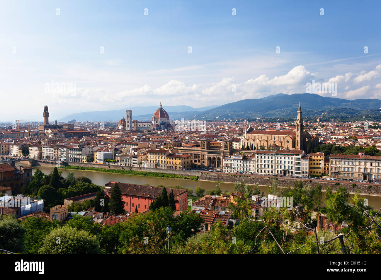 Florence skyline, view from Piazzale Michelangelo, Tuscany, Italy, Europe Stock Photo