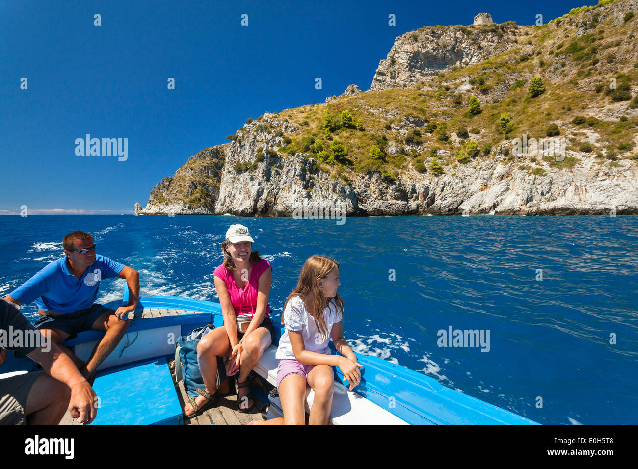 Boat trip at Cape Palinuro, Cilento, Campania, Southern Italy, Europe Stock Photo