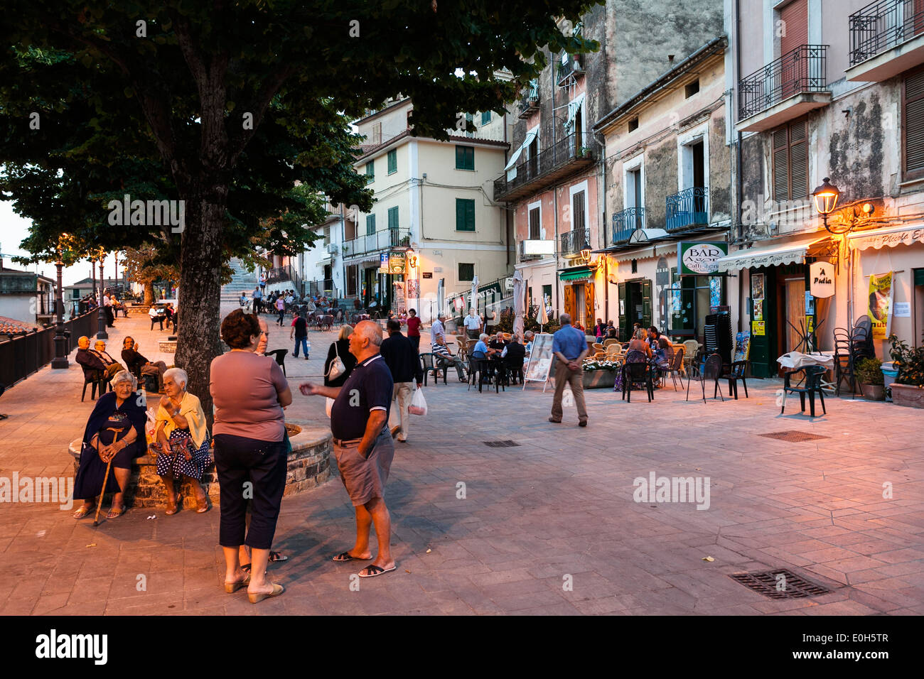 Streetlife in Pisciotta, Cilento, Tyrrhenian Sea, Mediterranean, Southern Italy, Europe Stock Photo