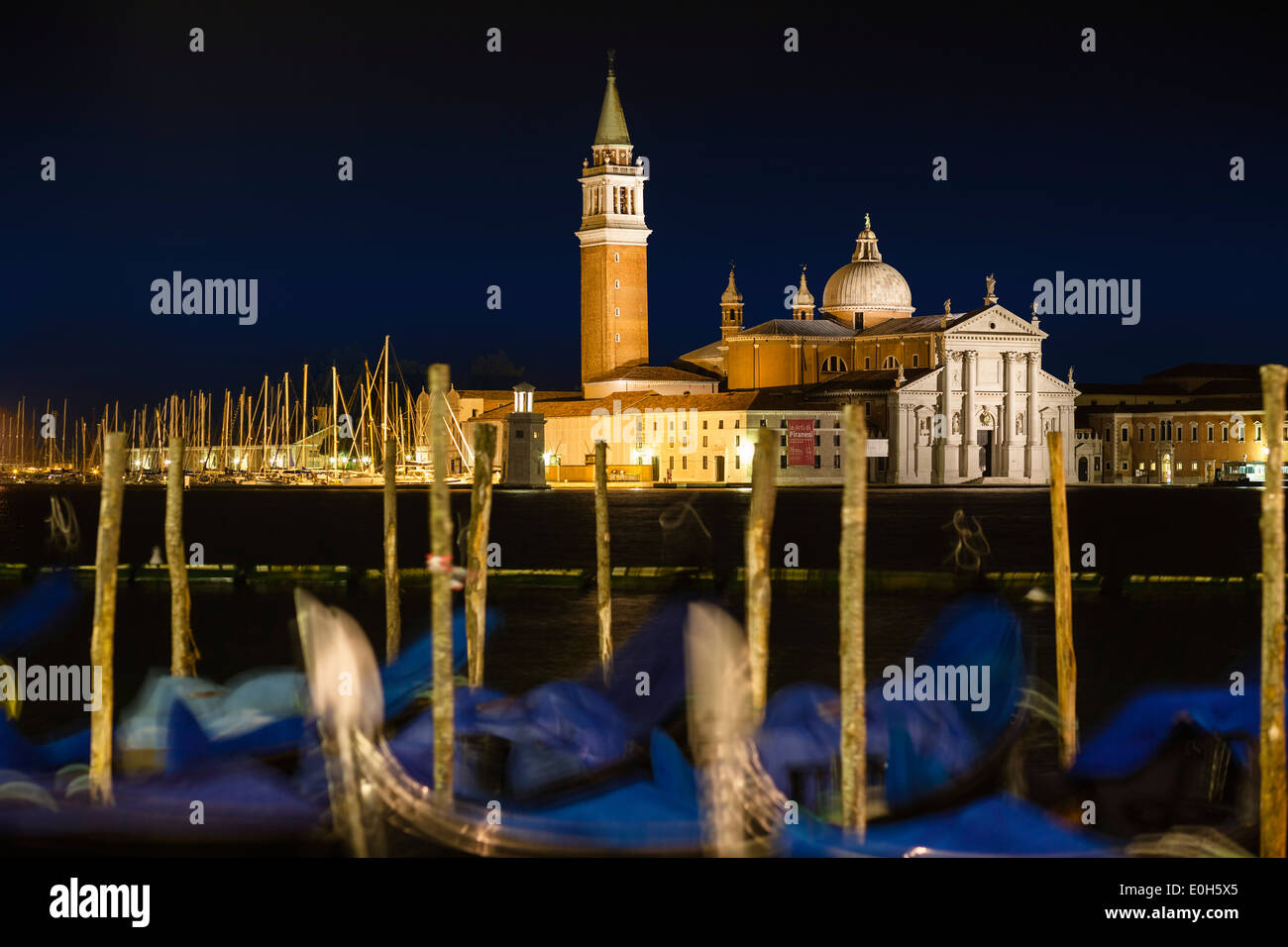 San Giorgio Maggiore by night, Venice, Venetia, Italy, Europe Stock Photo