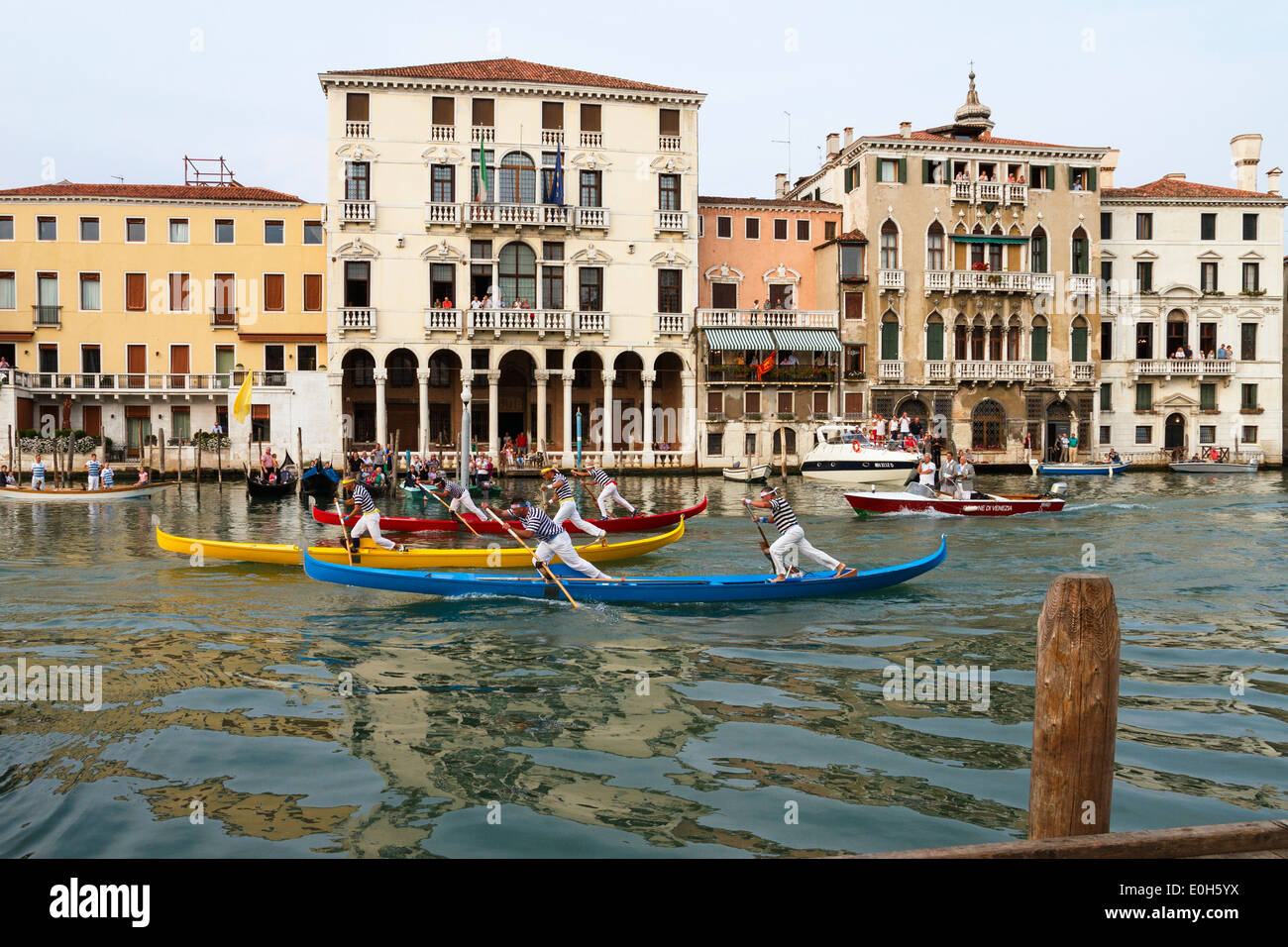 Historic rowing regatta on the Grand Canal, Venice, Venetia, Italy, Europe Stock Photo