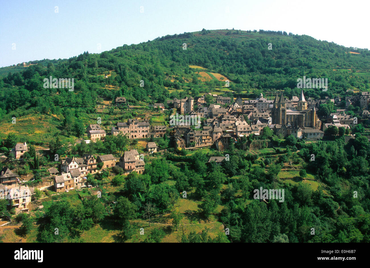 Conques village in Aveyron, France Stock Photo