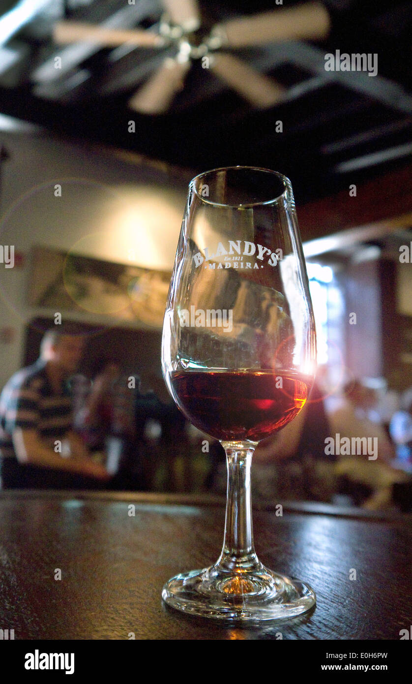 Blandy's Medium Sweet Madeira wine in tasteing room Stock Photo