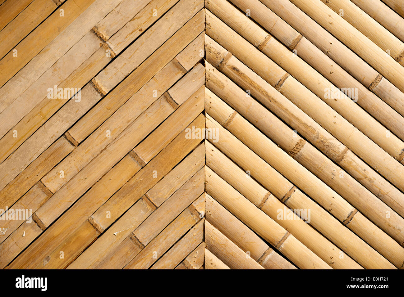 Background texture of bamboo poles as wall or bamboo fence Stock Photo