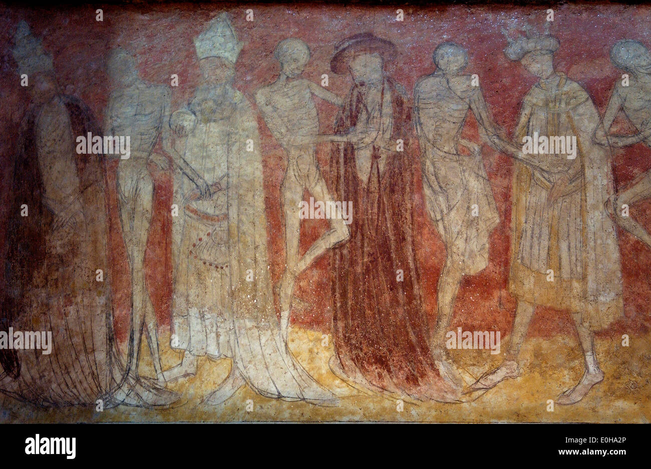 Fresco of danse macabre, abbey church of St Robert, La Chaise Dieu. Haite  Loire. France Stock Photo - Alamy
