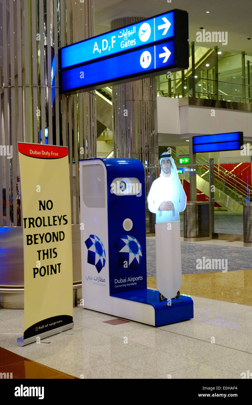 information hologram in the early hours of the morning at dubai international airport Stock Photo