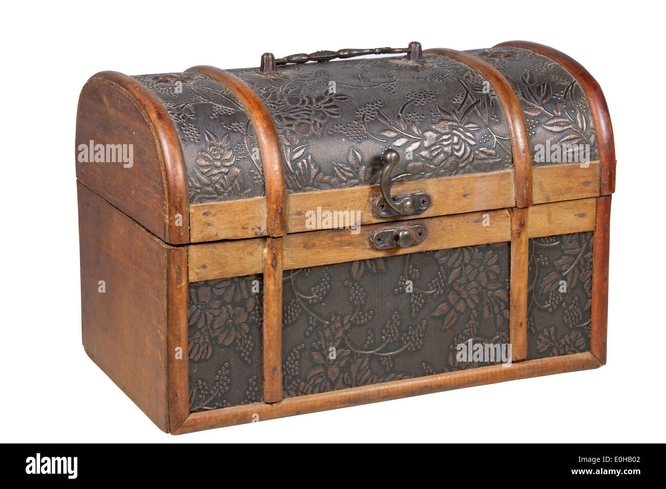 ornamental treasure chest with brass handle and clasp Stock Photo Alamy