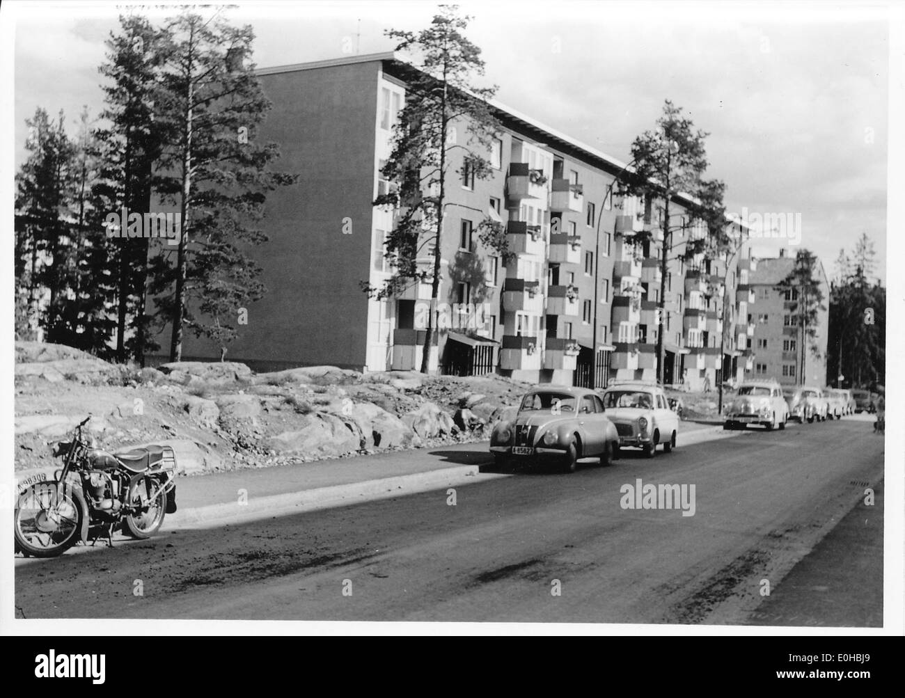 Oppsal 1962 - boligblokker og biler Stock Photo