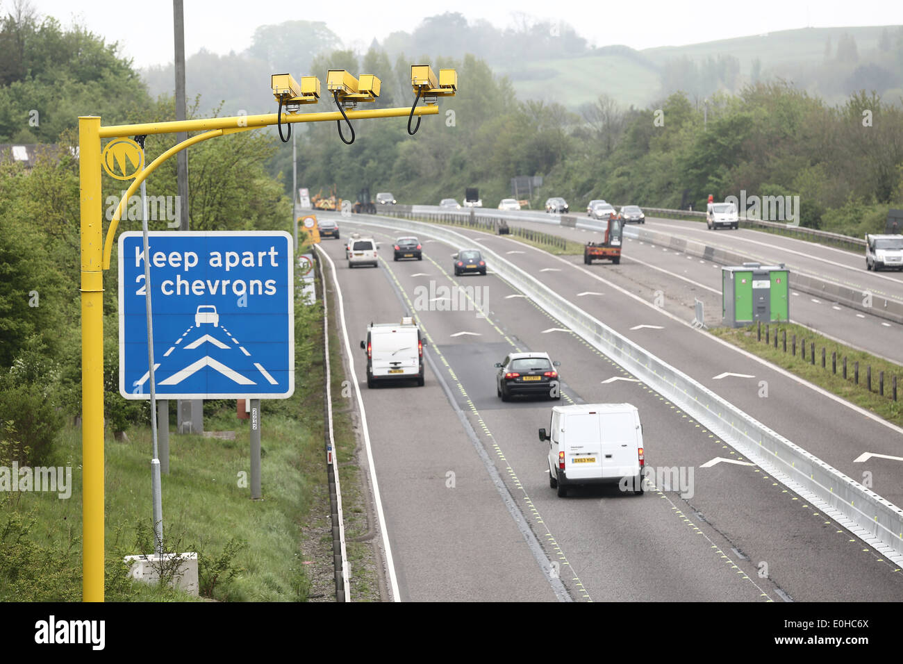 Average speed cameras on the M5 in Somerset near Weston super Mare - May  2014 Stock Photo - Alamy