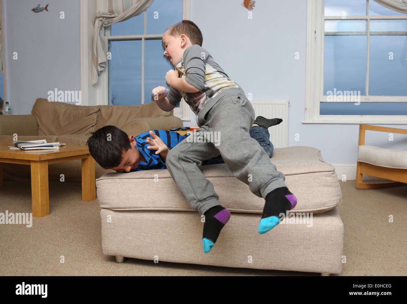 Children fighting Stock Photo