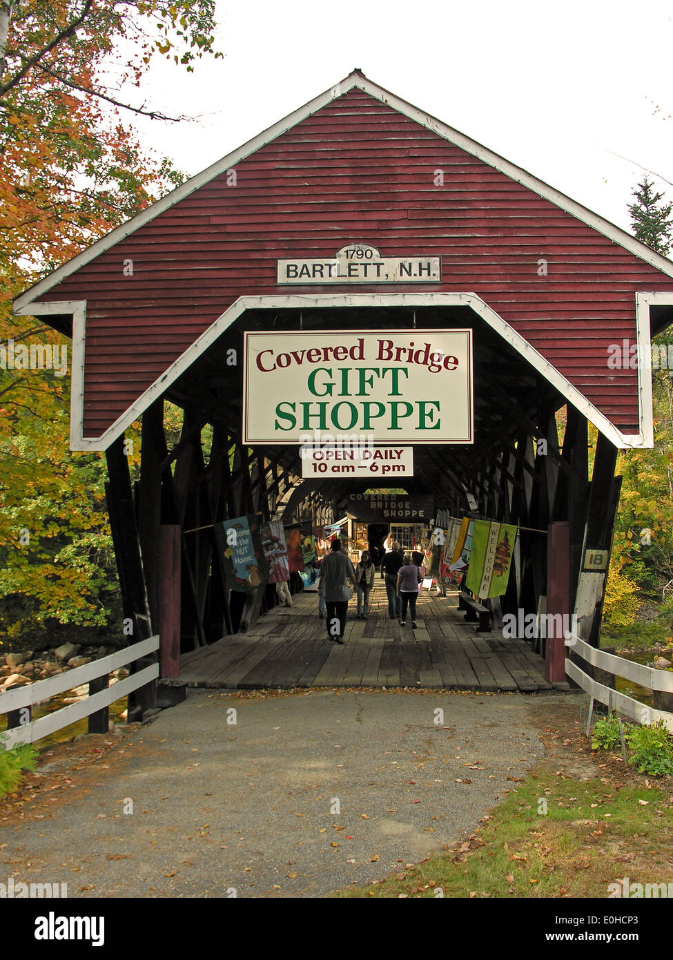 Covered Bridge Gift Shop, Bartlett, New Hampshire, USA. Over the Saco