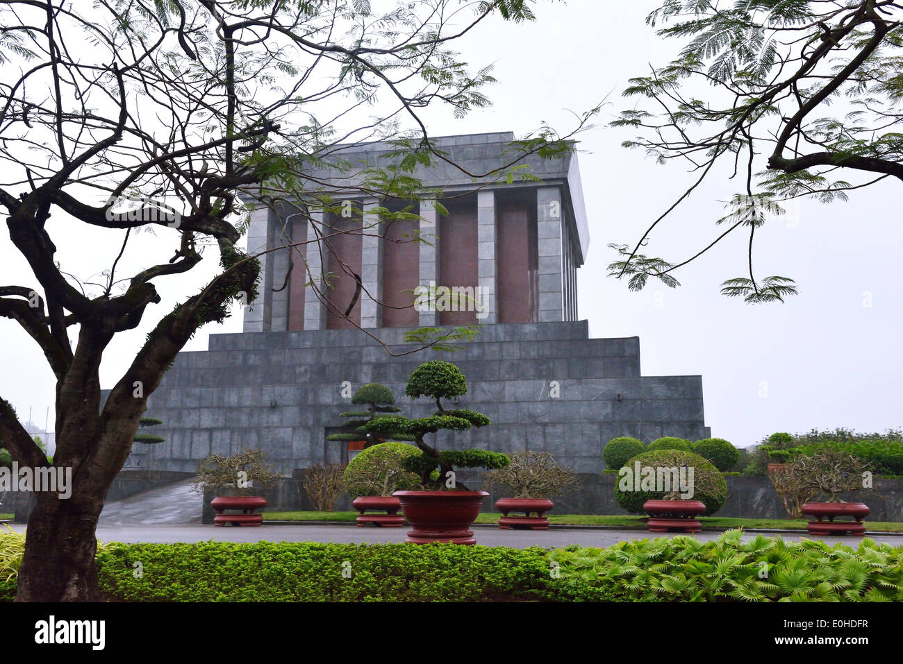 Side view of Ho Chi Minh Mausoleum -the historic place where Respected Uncle Ho lies in state. Stock Photo