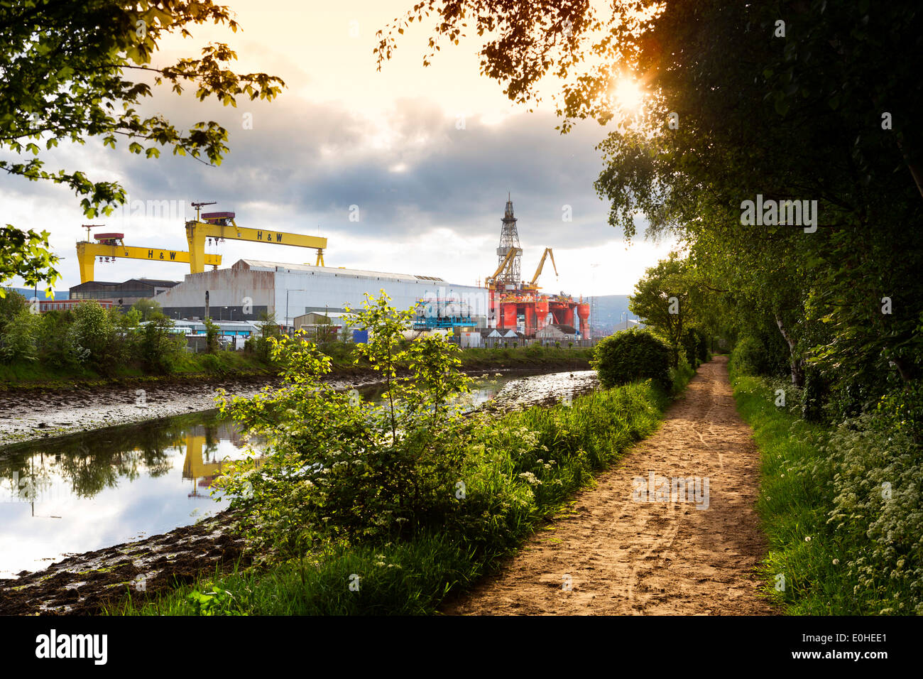 Victoria Park and the Harbour Estate, Belfast, Northern Ireland Stock Photo
