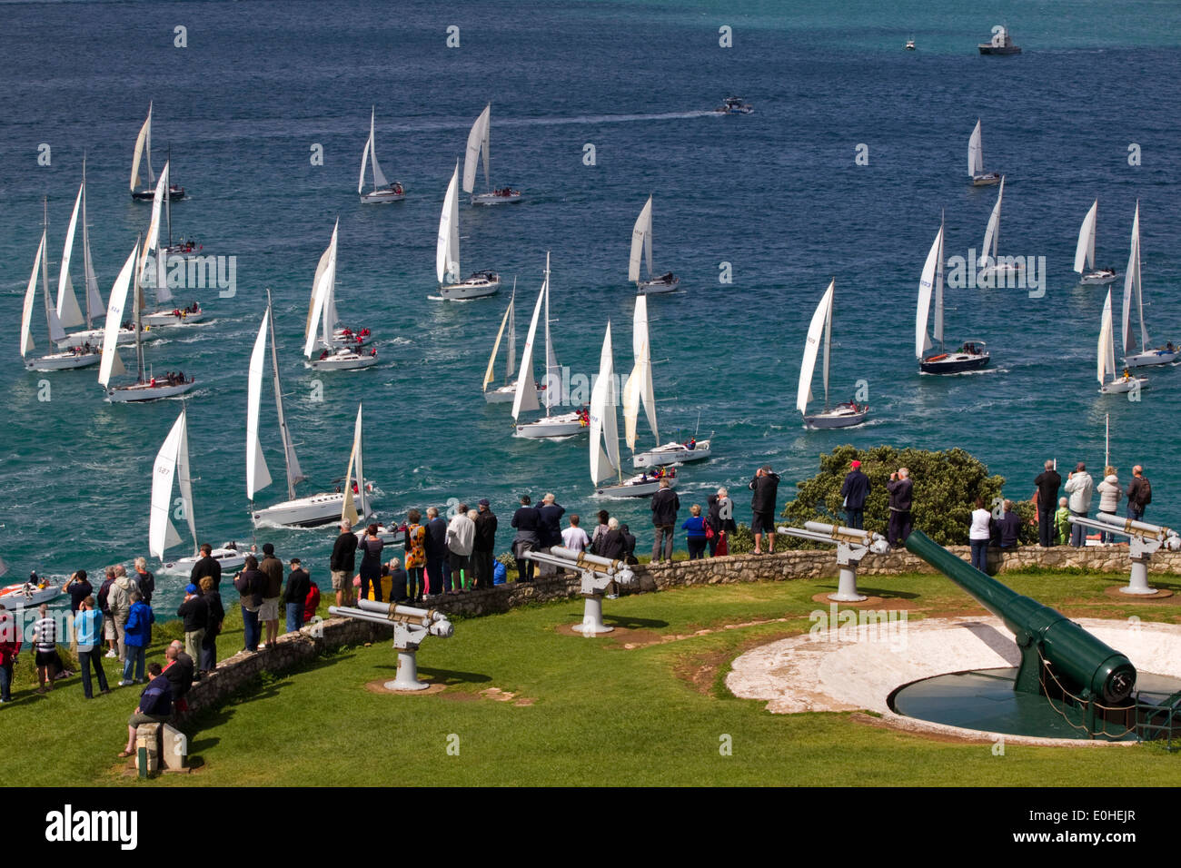 The annual Coastal Classic Yacht Race departs for the Bay of Islands, Auckland, New Zealand, Friday, October 25, 2013. Stock Photo