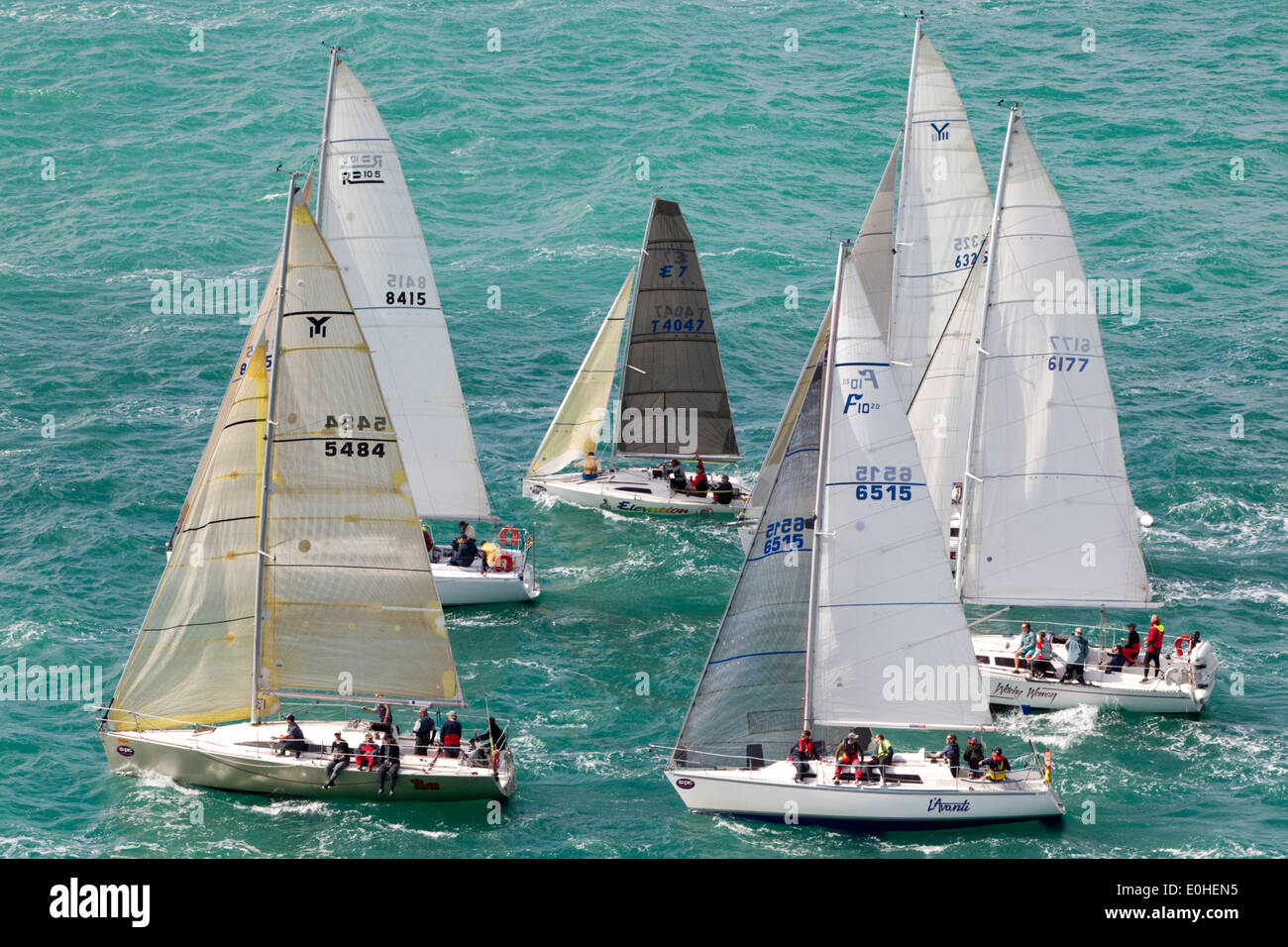 The annual Coastal Classic Yacht Race departs for the Bay of Islands, Auckland, New Zealand, Friday, October 25, 2013. Stock Photo