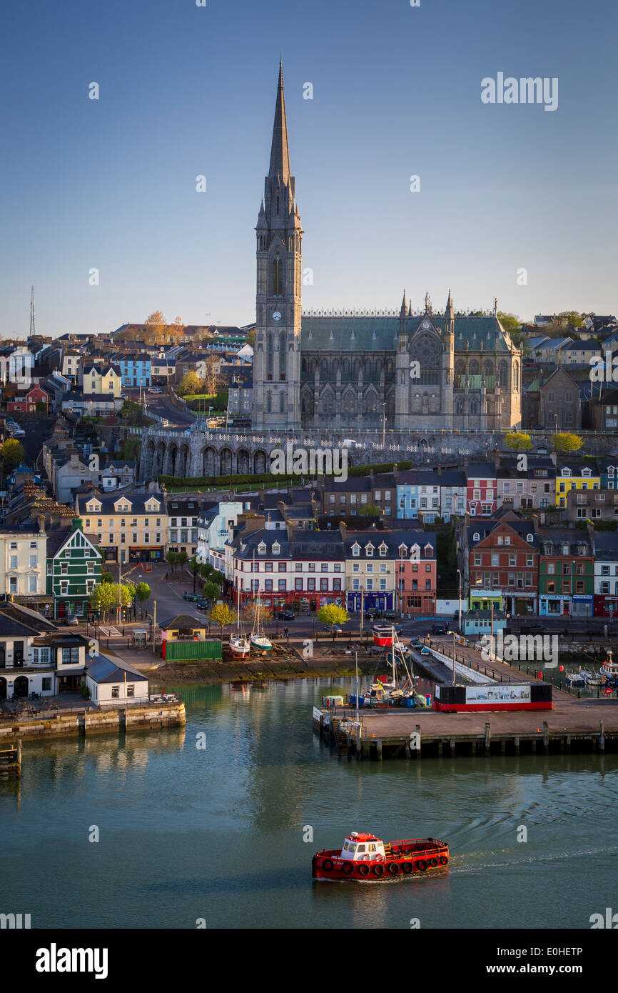 St. Coleman Church and harbor town of Cobh - RMS Titanic's final port of call, County Cork, Ireland Stock Photo