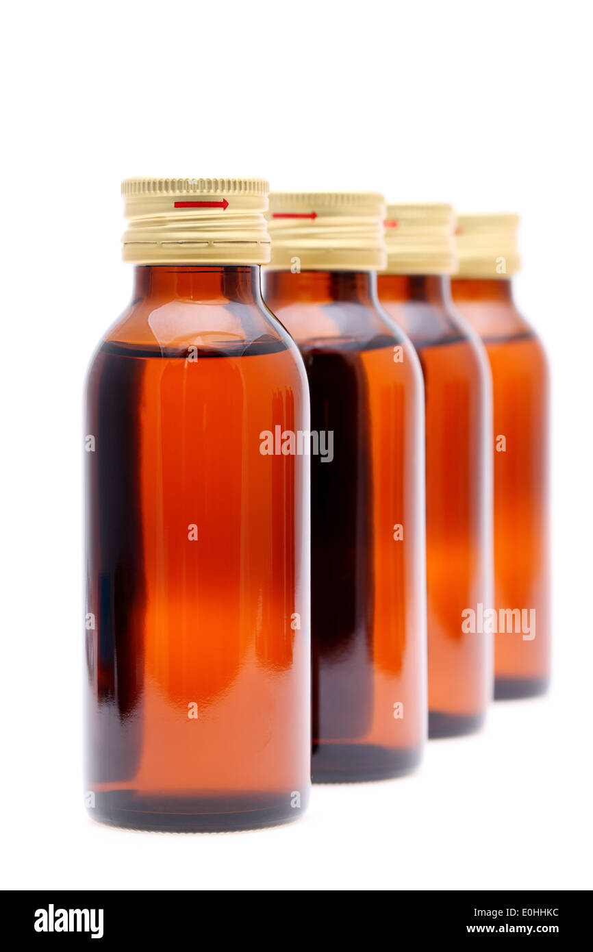 brown medicine bottle on white background Stock Photo