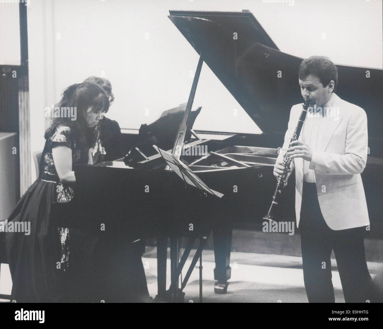 Unidentified pianist and clarinettist at NIHE Limerick Stock Photo