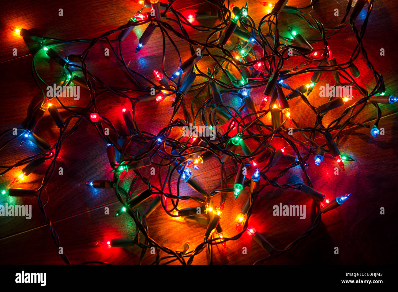 Christmas lights on a floor Stock Photo Alamy