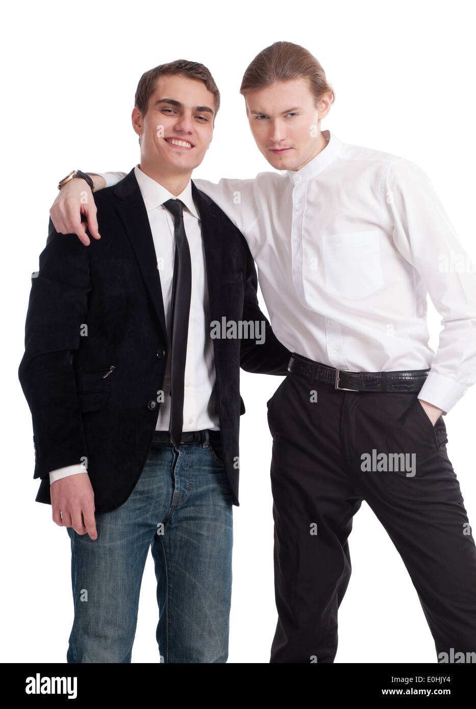 two young men, isolated background Stock Photo - Alamy