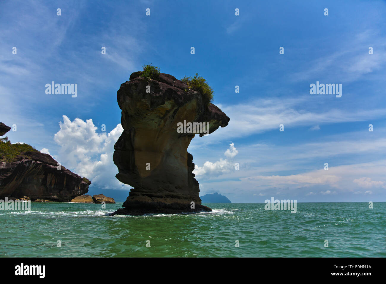 SEASTACKS along the coastline in BAKO NATIONAL PARK which is located in SARAWAK - BORNEO, MALAYSIA Stock Photo