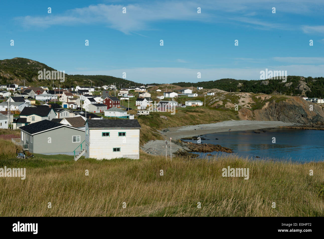Town at the coast, North Twillingate Island, Newfoundland And Labrador, Canada Stock Photo