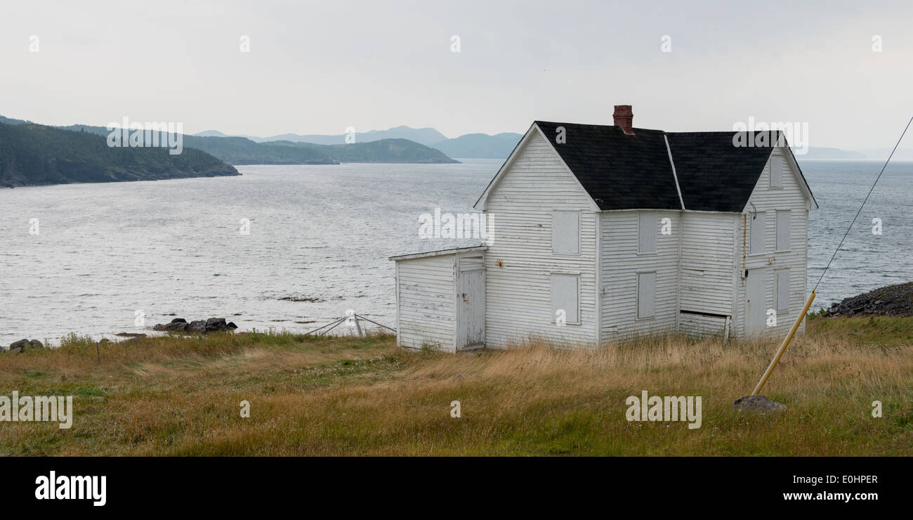 Boarded up House at the coast, Keels, Bonavista Peninsula, Newfoundland And Labrador, Canada Stock Photo