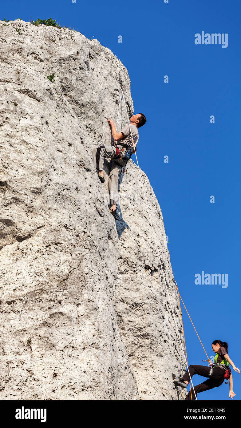Rock climbers in action Stock Photo Alamy