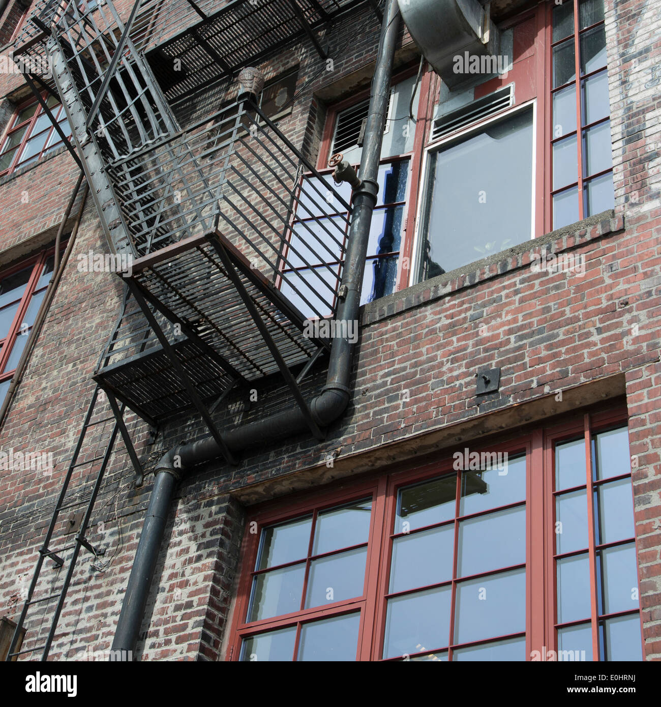 Exterior fire escape on a building, Pike Place Market, Seattle