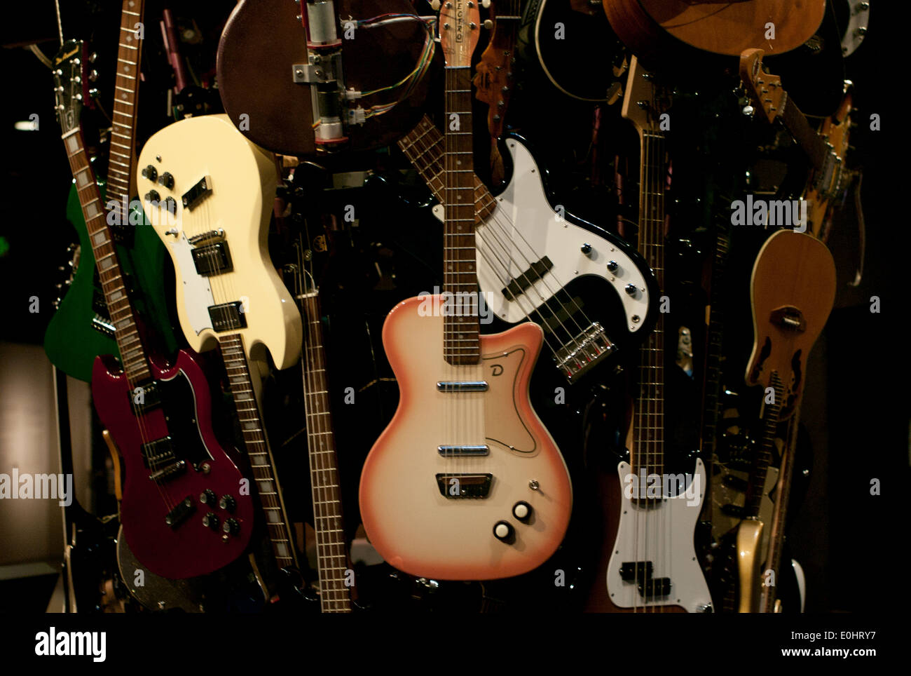 Guitar sculpture tower at EMP Museum, Seattle, Washington State, USA Stock Photo