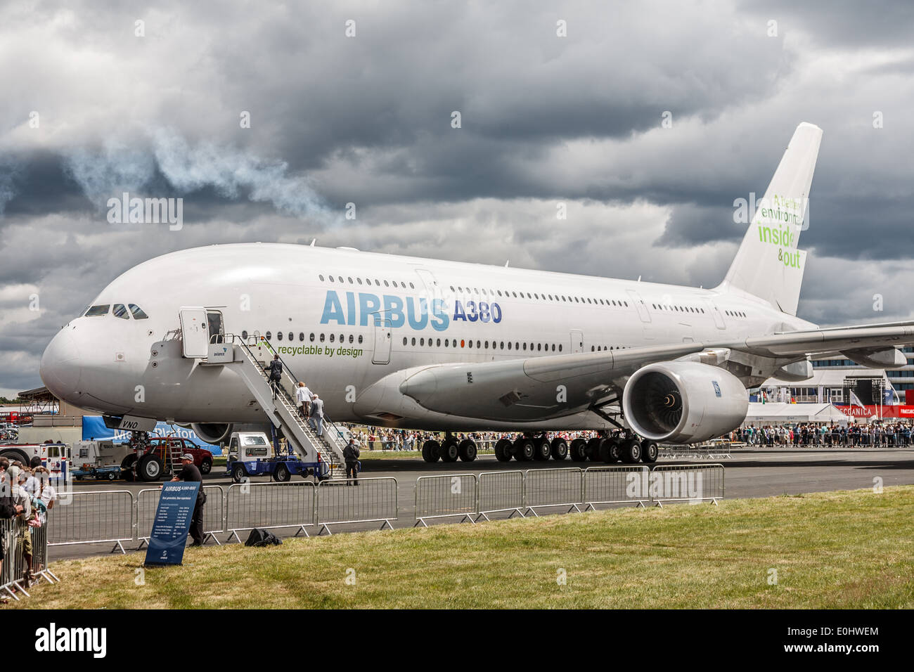 Airbus A380, static display at Farnborough airshow, South England, United Kingdom,Europe Stock Photo