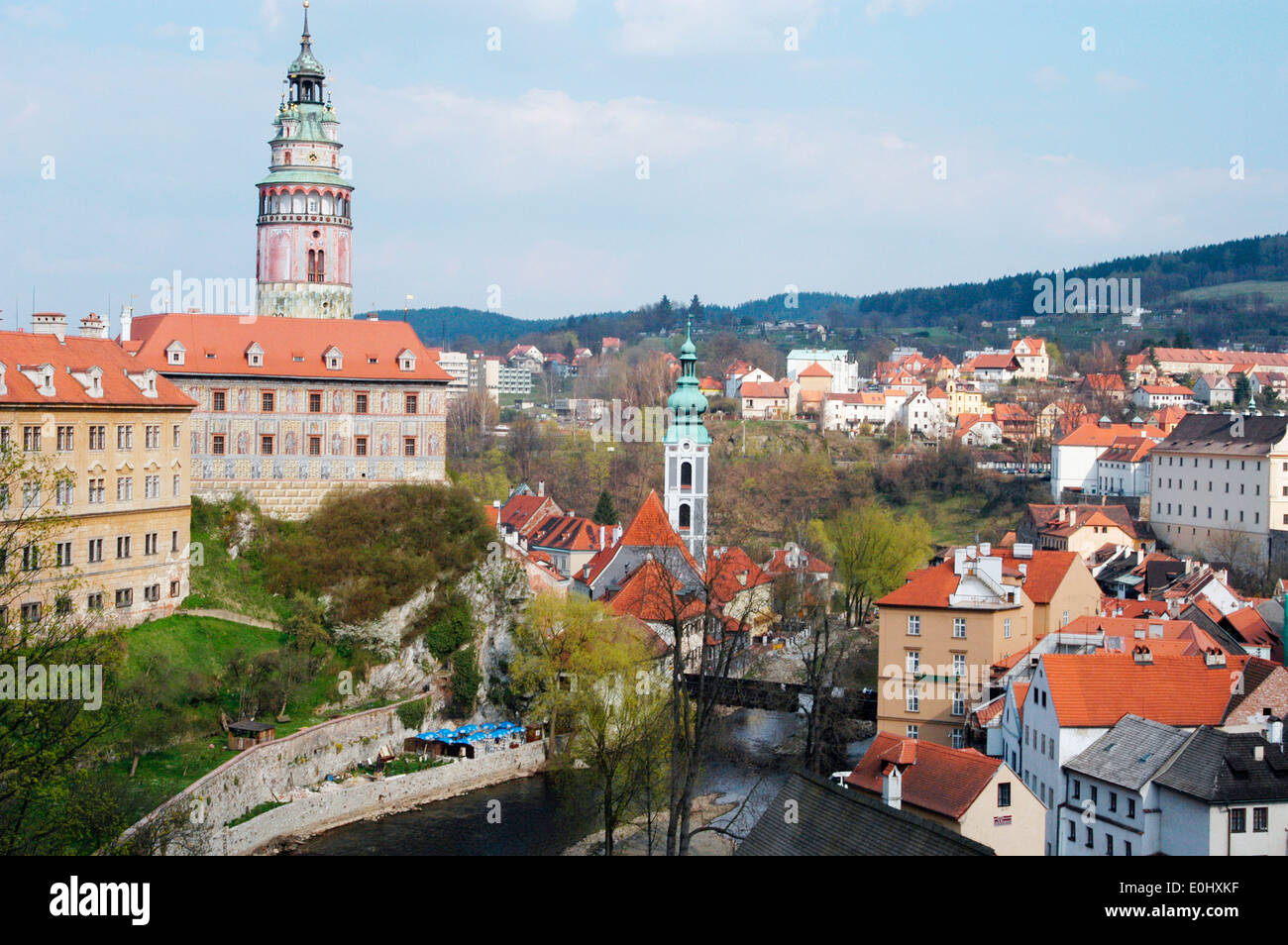Tschechien, Cesky Krumlov, UNESCO Welterbe, Häuser, Aussichtspunkt, Böhmisch Krumau, Krumau an der Moldau, Krummau Stock Photo