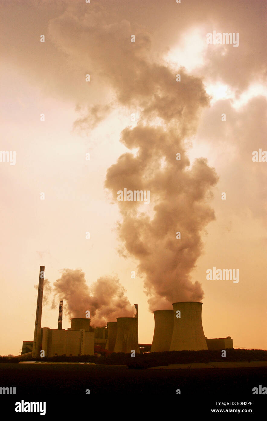 Germany, near Cologne, power plant, industrial, fire, smoke, exhaust