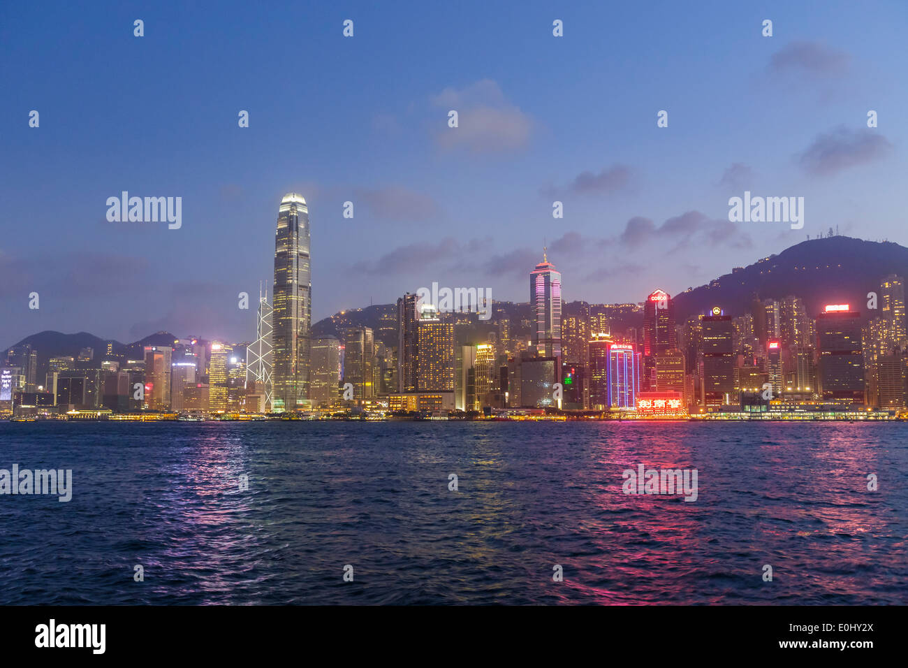 High rise buildings in Hong Kong Island at night Stock Photo - Alamy
