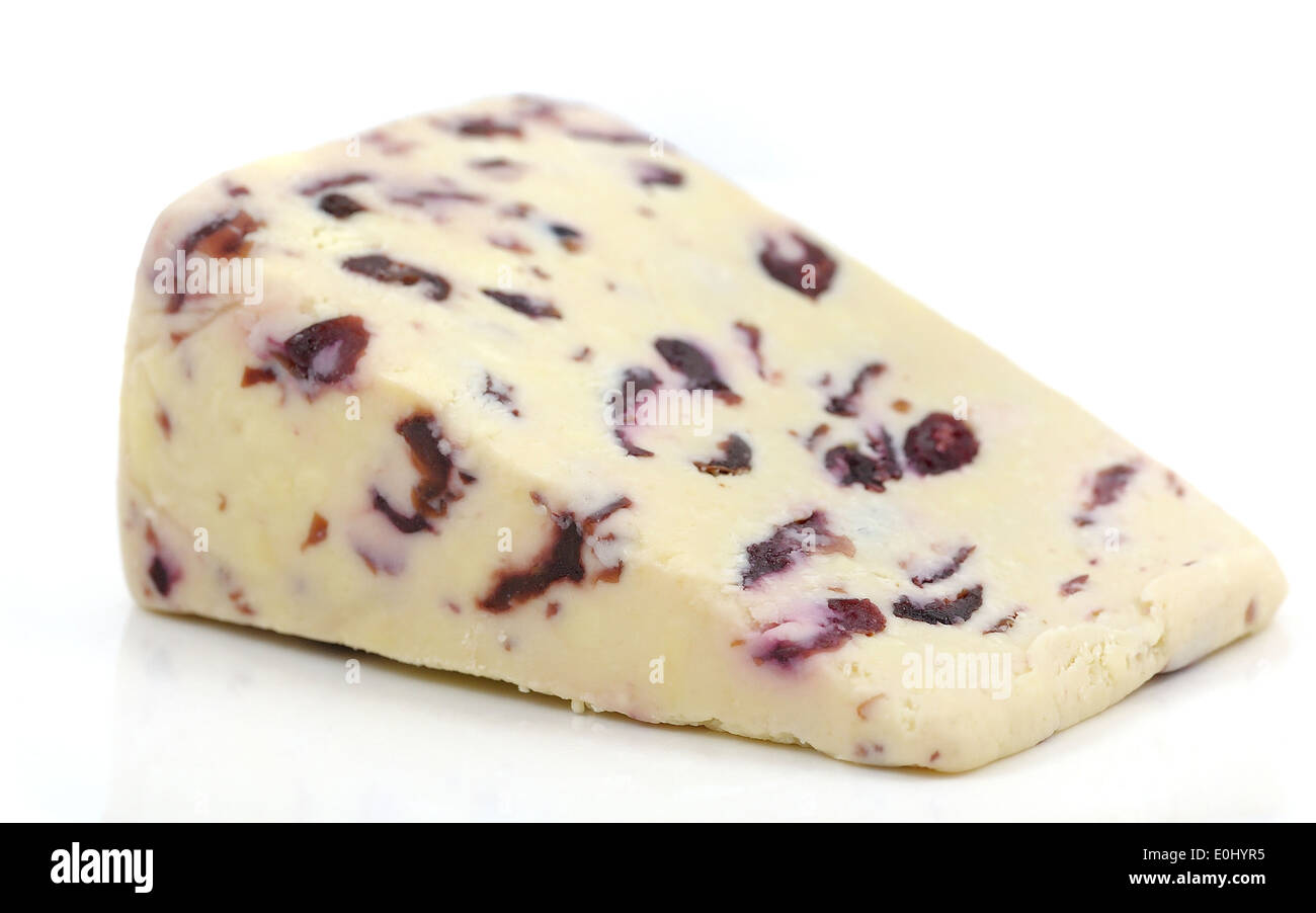 Wensleydale cheese with cranberries England UK Stock Photo: 69236473