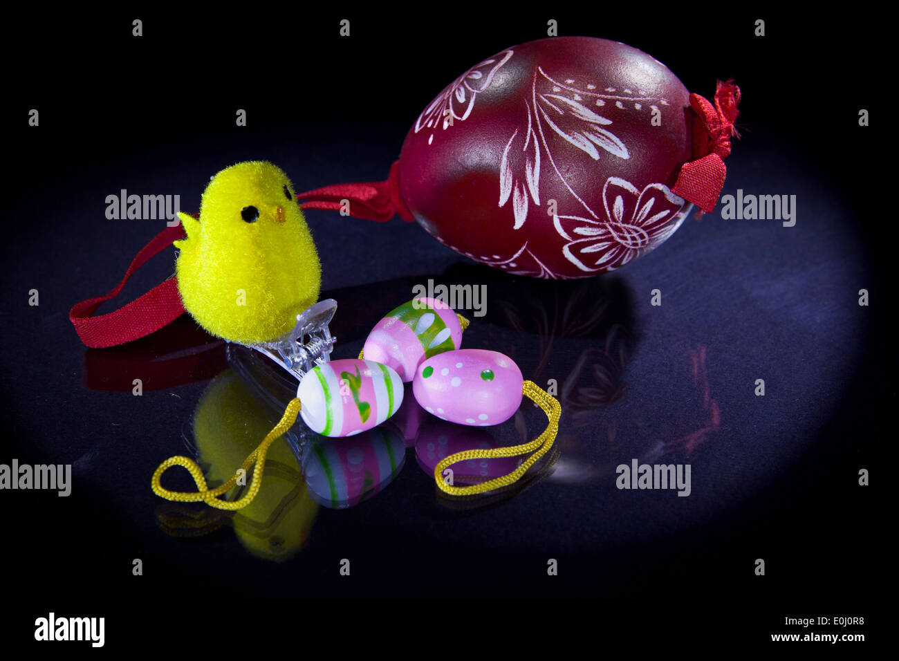 easter eggs with chick Stock Photo