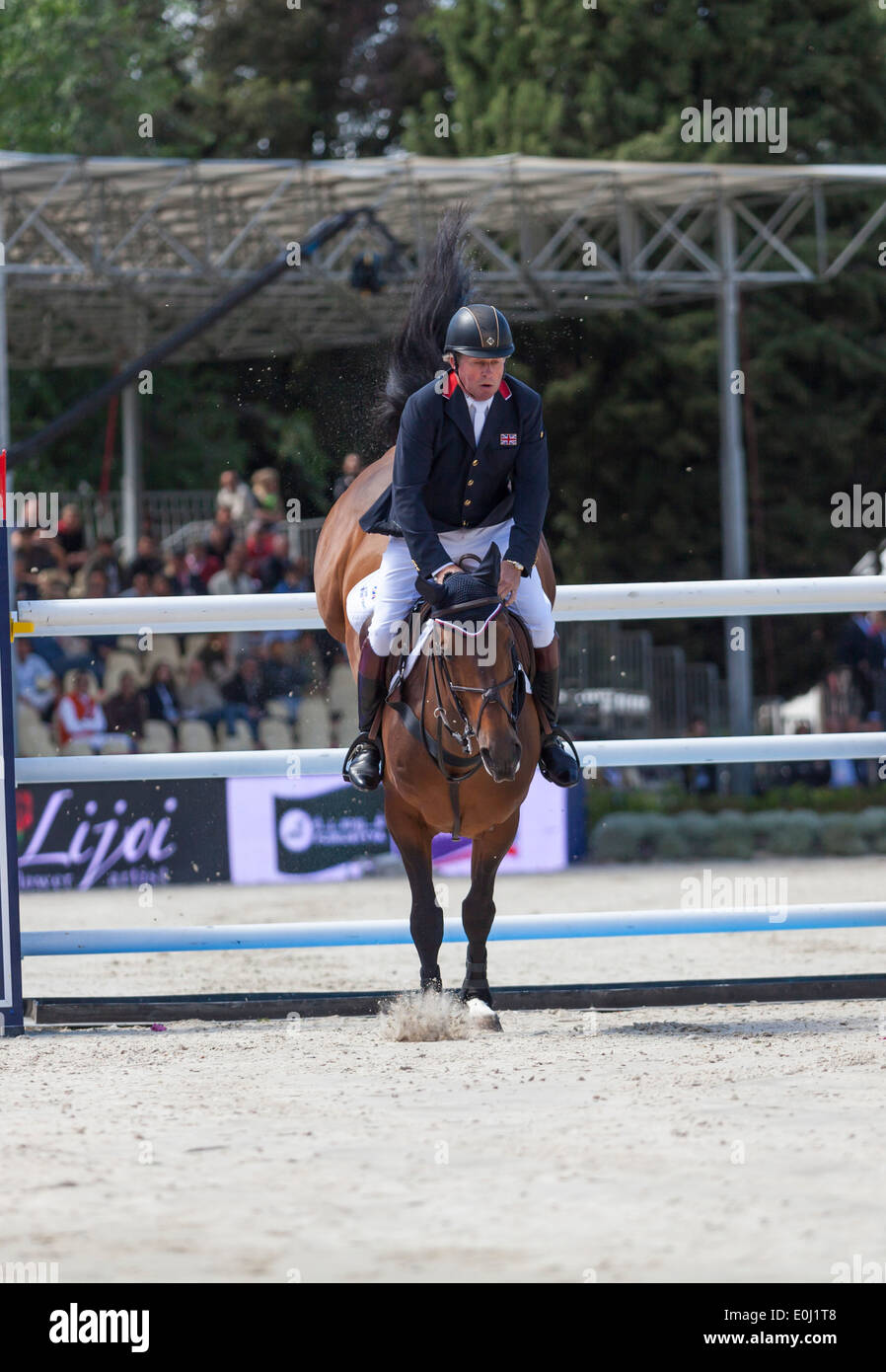 Nick Skelton on Big Star at Piazza di Sienna showjumping event 2013 , Stock Photo