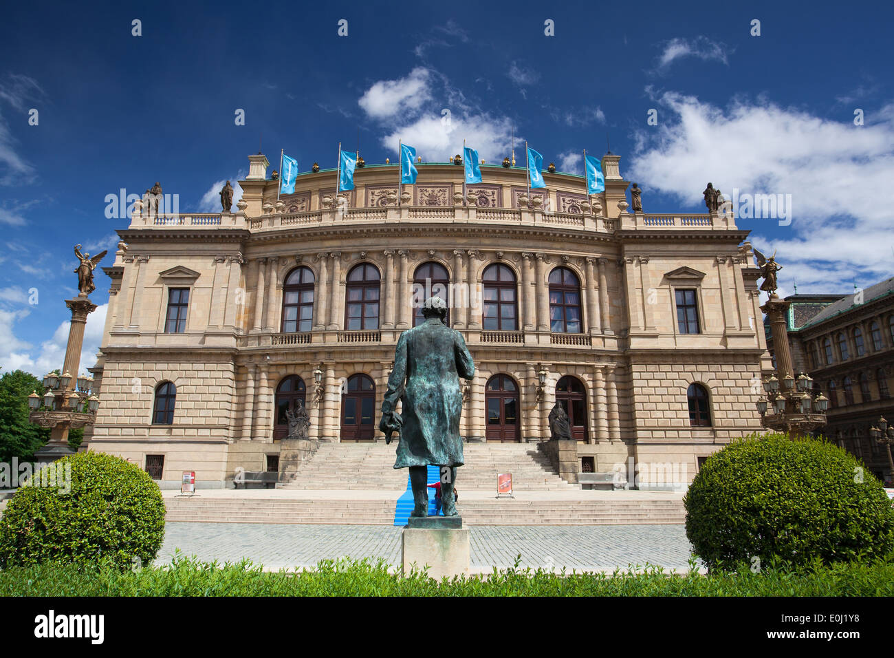 PRAGUE-MAY 12,2014: Prague Spring International Music Festival, Rudolfinum Prague, music auditorium and gallery Stock Photo