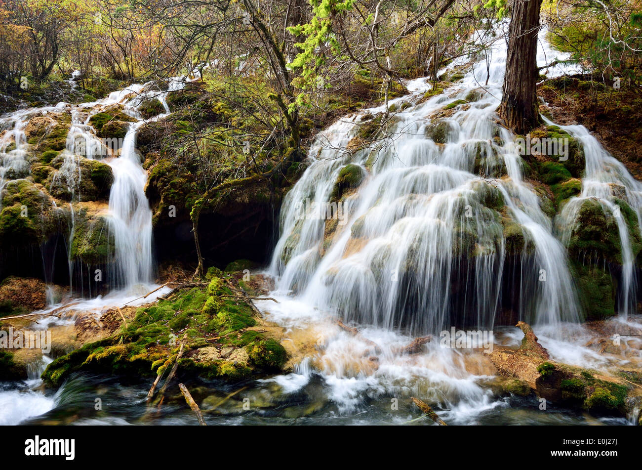 Waterfall in Jiuzhaigou,Sichuan China Stock Photo