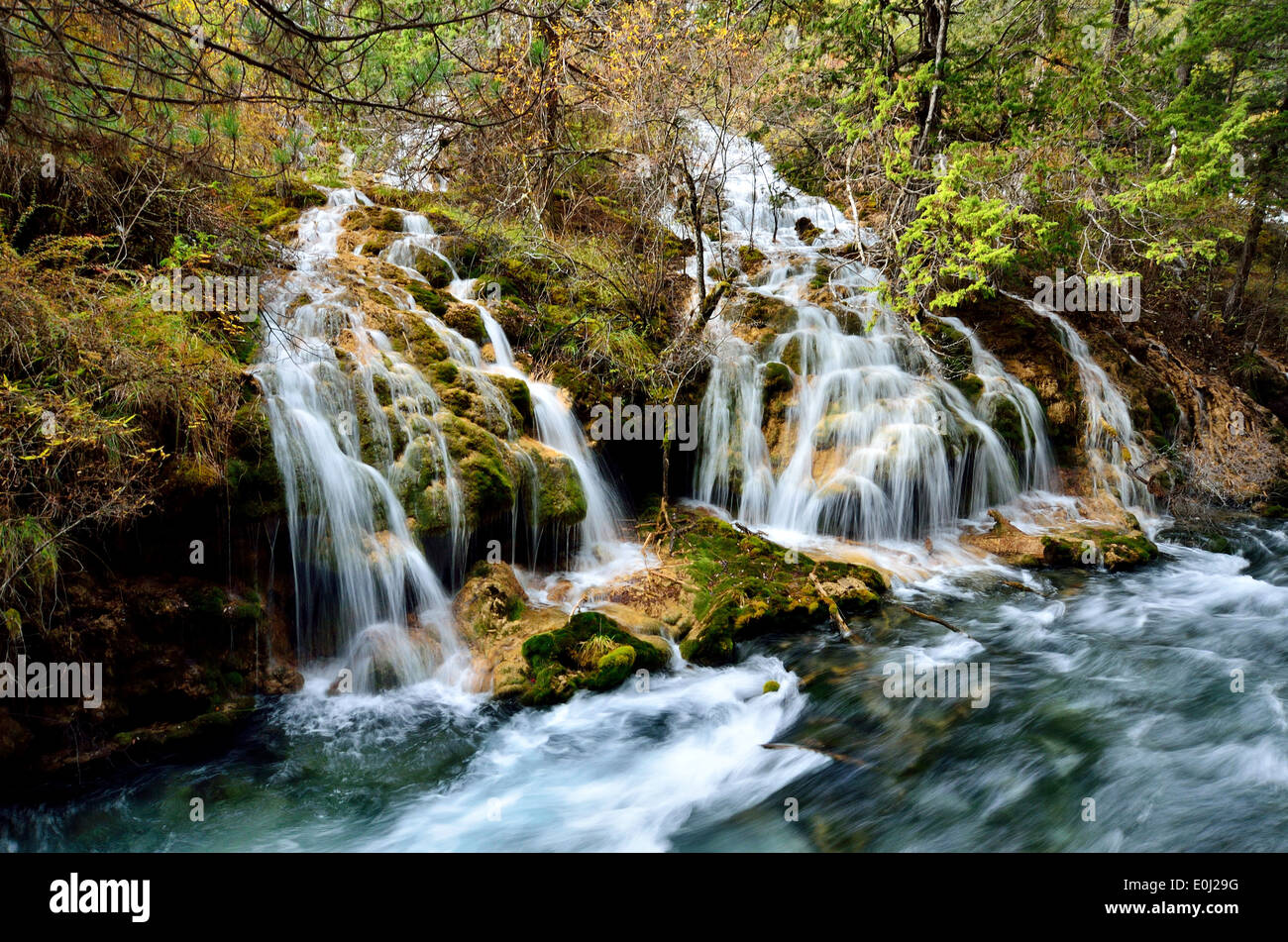 Waterfall in Jiuzhaigou,Sichuan China Stock Photo