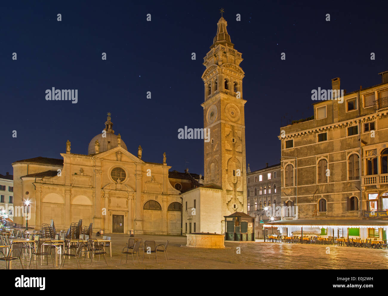 VENICE, ITALY - MARCH 13, 2014:Chiesa di Santa Maria Formosa church and square at night Stock Photo