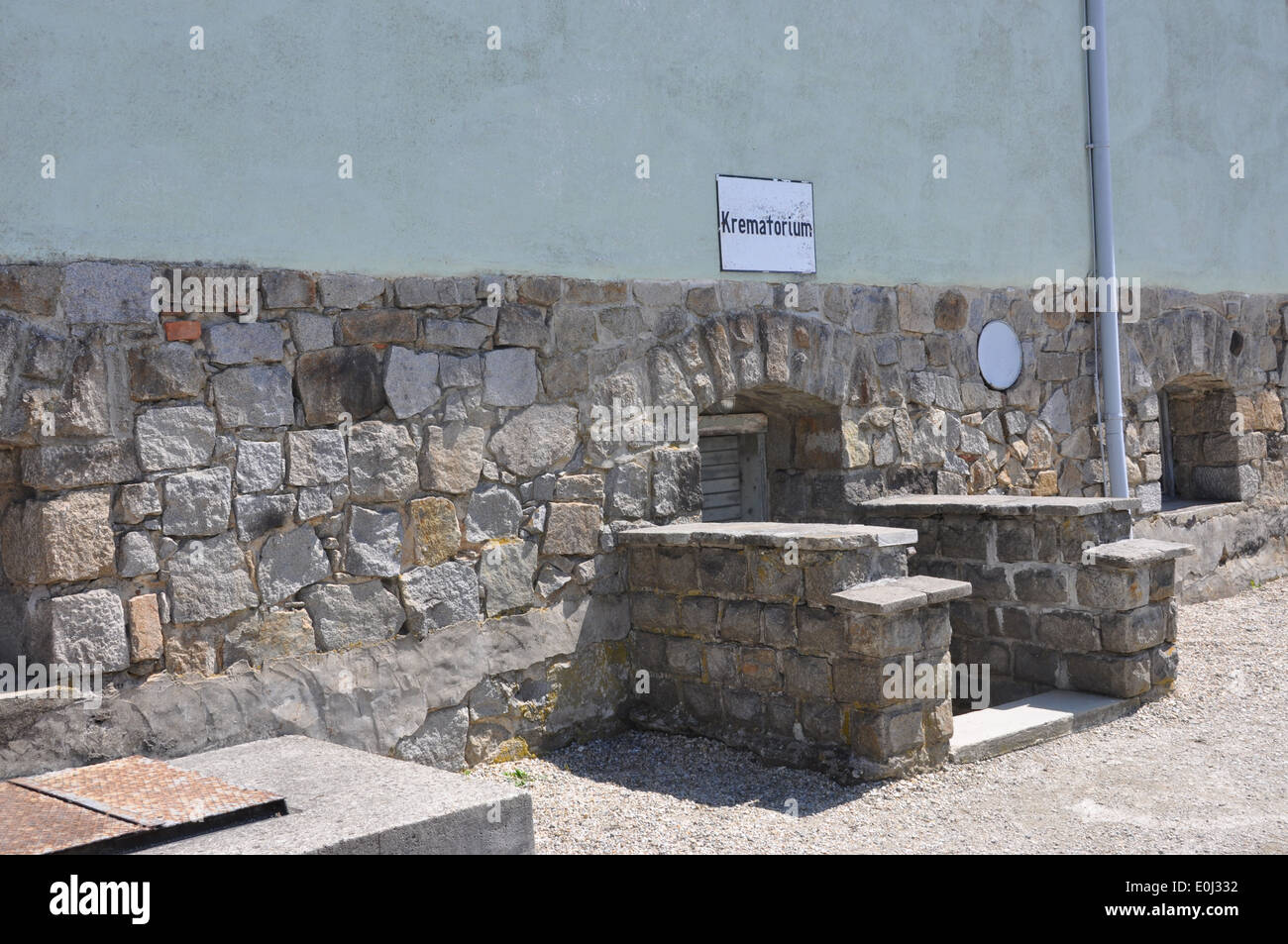 Entrance to basement crematorium at Mauthausen concentration camp, Austria. Stock Photo
