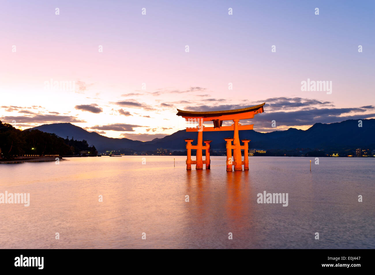 Japan Torii Gate Miyajima Island Itsukushima Shrine UNESCO World Heritage Site Stock Photo