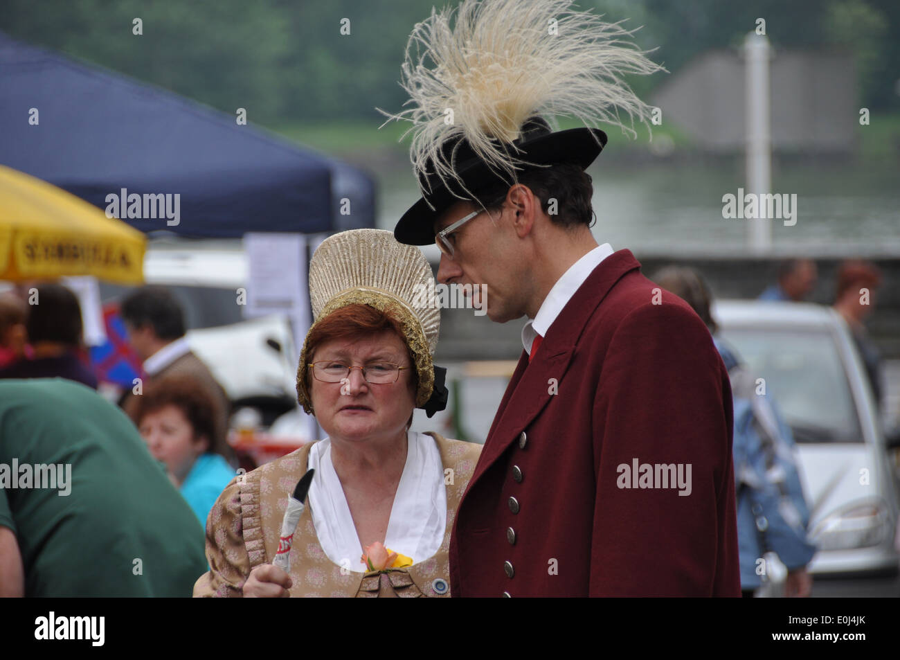 A woman and a man in traditional Austrian dress in Krems an der Donau, Austria. Stock Photo