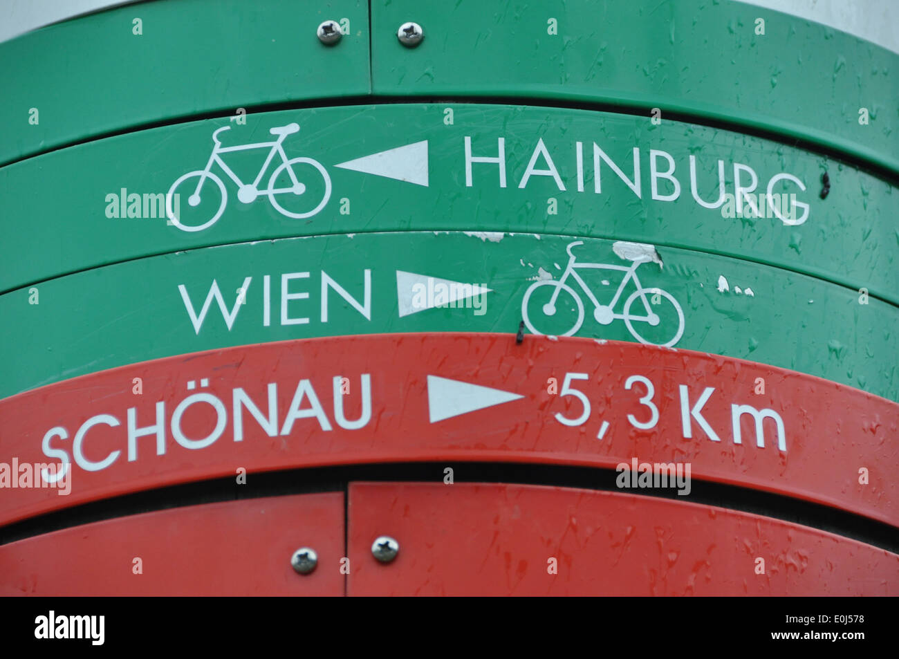 Bike signage in Austria on the Eurovelo route 6 cycle route Stock Photo -  Alamy