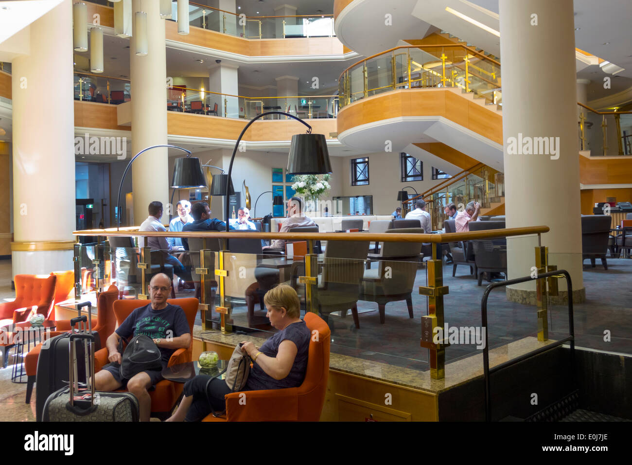 Sydney Australia,Marriott Sydney Harbour,harbor,lobby,interior inside,stairs,staircase,guests,AU140310023 Stock Photo