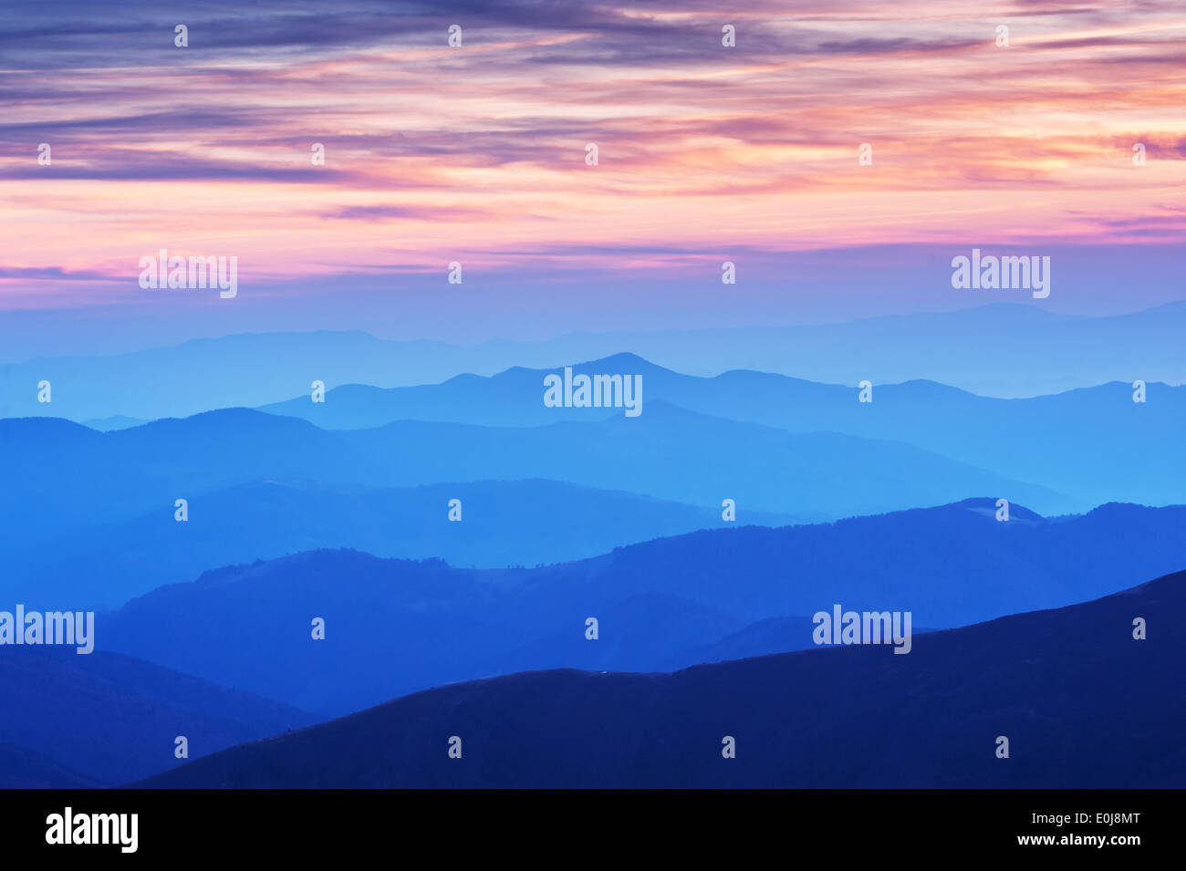 beauty blue sunset on mountain Stock Photo