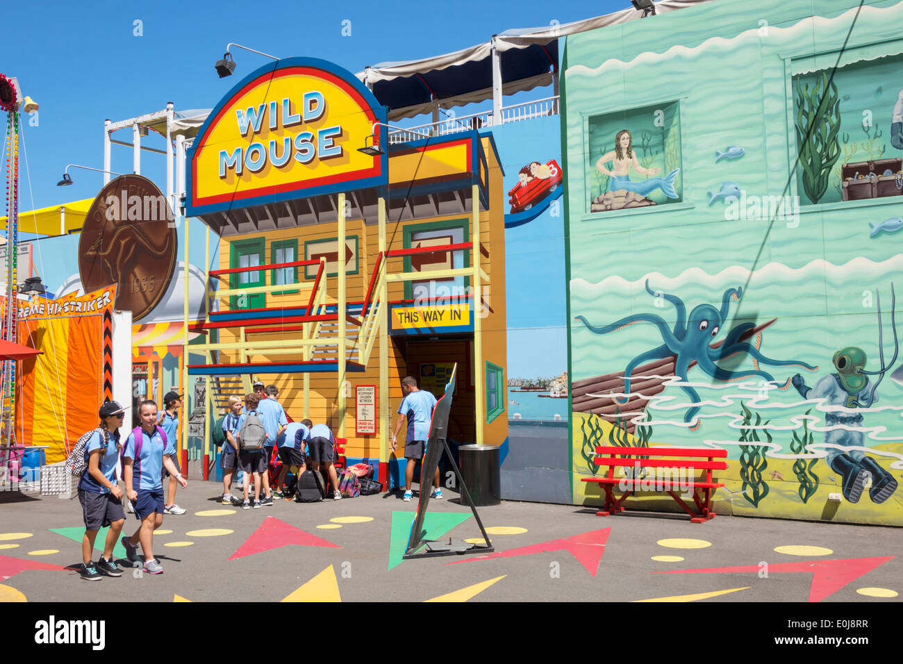 Sydney Australia,Milsons Point,Luna Park,amusement,Wild Mouse,AU140310092 Stock Photo