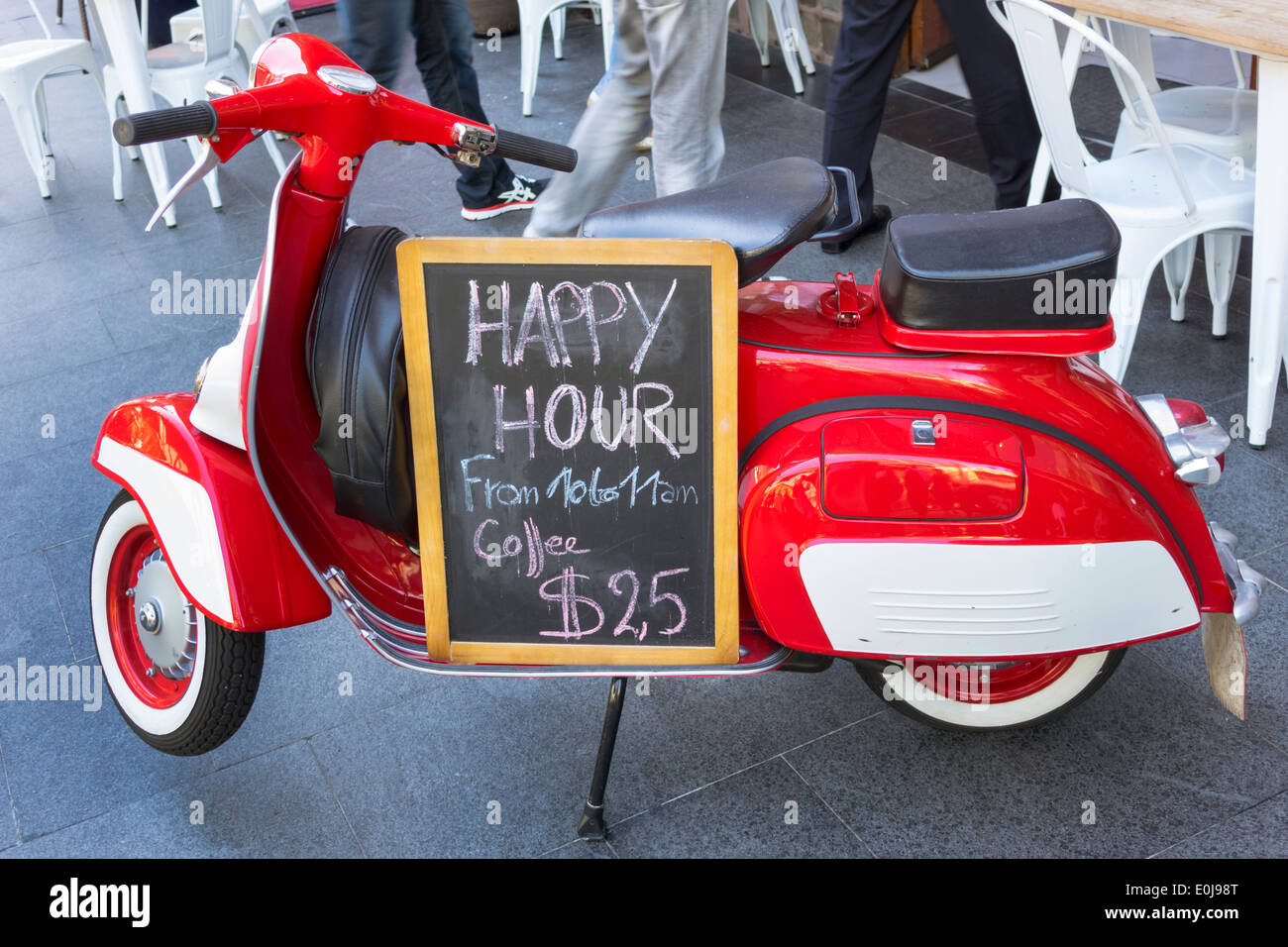 Sydney Australia,Lee Street,Piatto de Pasta,Italian,restaurant restaurants food dining cafe cafes,chalkboard,happy hour,motor scooter,AU140310113 Stock Photo