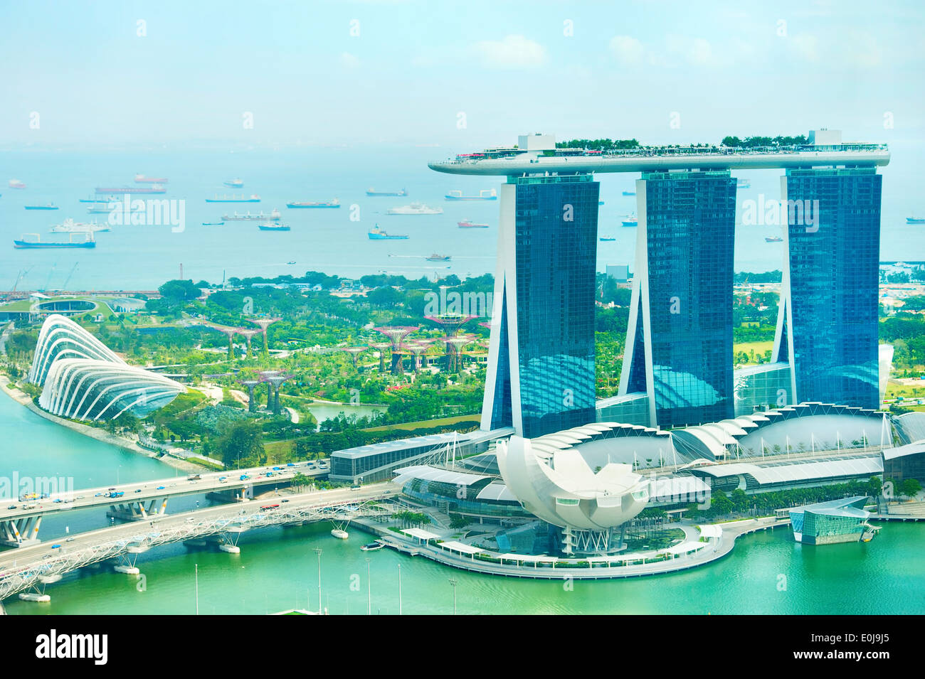 Panorama of Singapore bay . View from above Stock Photo